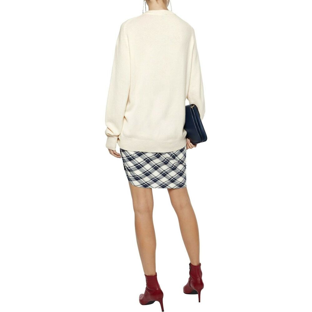 MAJE Metro wool blend vneck knit pullover classic basic sweater ivory Sz 1 S NEW - Picture 4 of 7